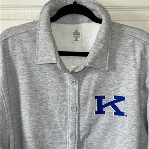 Kentucky Wildcats Game Day Couture Gray/Blue Fleece Button Down Shirt Sz Med‎ thumbnail 6