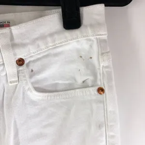Re/Done Womens Jeans High Rise Ankle Crop Stretch Button Fly White 28 thumbnail 2