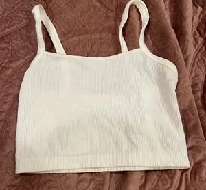 Colsie White Ribbed Cropped Cami Tank Size L thumbnail 1