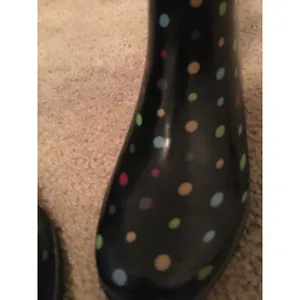 Merona Women's Polka Dot Rain Boots Rubber Boots Water Black Size 9 thumbnail 3