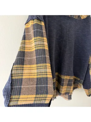Oli & Hali Grunge Oversized Indie Sleeze Plaid Patchwork Thermal Blouse small thumbnail 9
