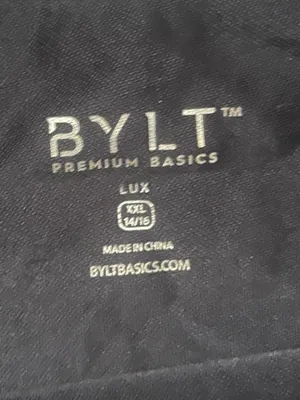 BYLT Basics Lux Black Crew Neck Fitted Athletic Active Tee Shirt Size XXL Gym thumbnail 4