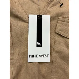 Nine West Women's Linen Blend Cropped Utility Shirt‎ Short Sleeves Khaki Size XS thumbnail 3