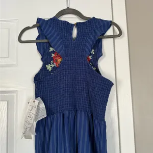 Tanya Taylor And Sage Blue Floral Embroidered Ruffle Sleeveless Maxi Dress Summer thumbnail 11