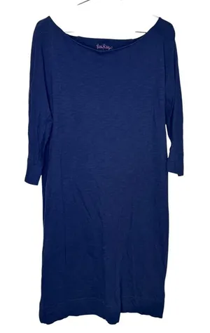 Lilly Pulitzer‎ Women's Dress Shirt Crew Neck 3/4 Sleeves Pima Cotton Blue Small thumbnail 1