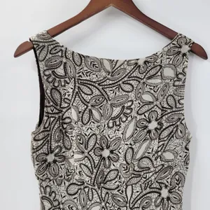 Connected Apparel Womens Dress 12 Brown Floral Sleeveless Drop Waist Midi Flowy‎ thumbnail 3