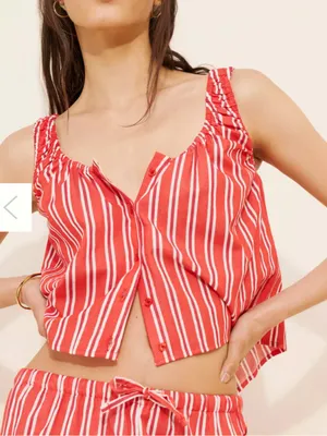 NWT WeWoreWhat by Anthropologie Red Stripped Scoop Beck Cami thumbnail 1