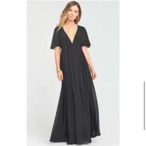 SHOW ME YOUR MUMU Faye Flutter Maxi Black Women's Chiffon‎ Dress M $198 thumbnail 3