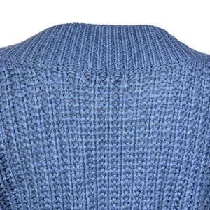 Urban Outfitters LARGE Blue Chunky Cable Knit Long Sleeve V-Neck Sweater Top thumbnail 5