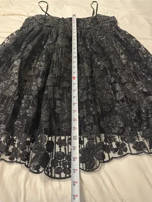 Free People All That Glitters Shimmery Black Lace Mini Dress — Size M thumbnail 13