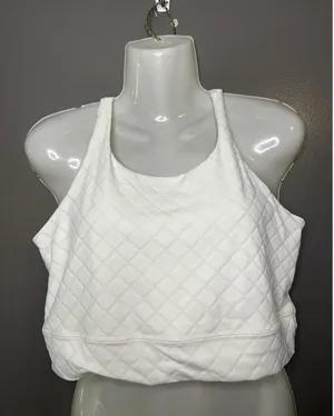 Nike Dri-FIT Sports Bra Womens Large White Diamond Knit Racerback Stretch thumbnail 1