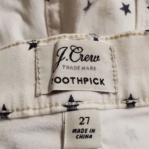 J. Crew Toothpick White & Blue Star Jeans (27) thumbnail 7