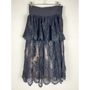 Black Lace Layered Peplum Midi Skirt Whimsygoth Gothic Romance XS thumbnail 13