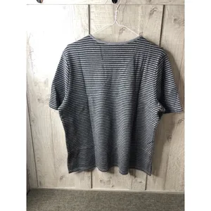 D&D Lifestyle Womens XL Grey Black Striped Short Sleeve Knit Scoop Neck Top thumbnail 2