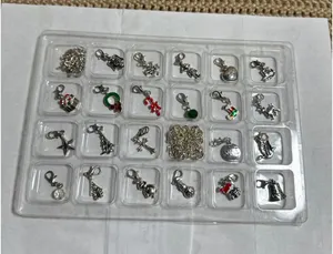 Silver Plated Christmas Advent Charm Collection 24 Gifts Bracelet Necklace thumbnail 1