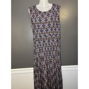 Le Lis Dress Womens Large Blue Floral Scoop Neck Jersey Maxi Sundress Casual thumbnail 2