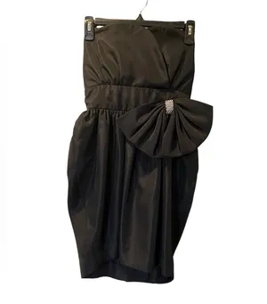 HOST PICK Vintage Talbots Kappi 80’s Black Taffeta Strapless PROM Dress Size SP thumbnail 3