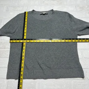 Loft Sweater Top‎ Women L Grey Speckled Ribbed Knit Crew Neck Preppy Lightweight thumbnail 2