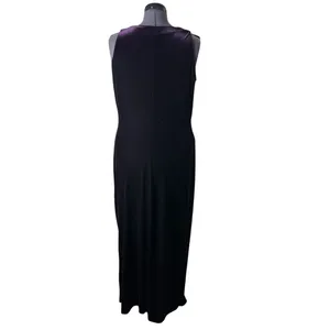Vintage AGB Dark Purple Beaded Velvet Sleeveless Maxi Dress Whimsigoth Wedding thumbnail 3