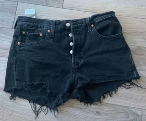 Levi's 501 Black Denim Shorts thumbnail 1