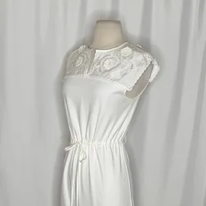 SEE BY CHLOÉ White Embroidered Lace Cutwork Yoked Knit Dress Solid Size Small thumbnail 6