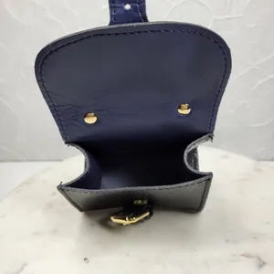 Vintage Italian Mini Black Leather Top Handle Bag Gold Buckle Made in Italy thumbnail 13