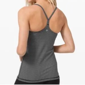 Lululemon Black & Gray Striped Sleeveless Athletic Sport Tank Top 4 thumbnail 9