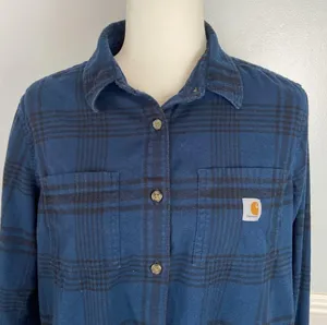 Carhartt Rugged Flex Relaxed Fit Midweight Flannel Long-Sleeve Plaid Tunic Sz L thumbnail 3