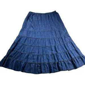 Metro Wear Vintage Denim Prairie Skirt – Size M – 100% Cotton – Cottagecore Maxi thumbnail 5