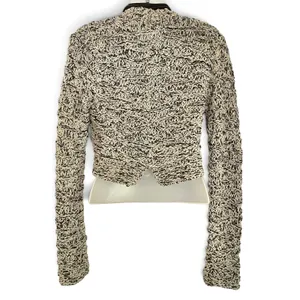 NWT Sarah Pacini Marled Avant Garde Open Knit Cropped Cardigan w/ Attached Scarf thumbnail 10