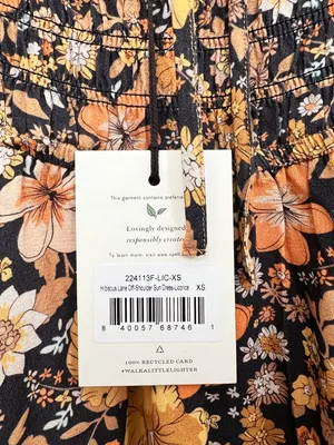 NWT Spell Hibiscus‎ Lane Off-Shoulder Sun Dress Licorice Floral XS Boho Mini thumbnail 6