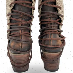 Freebird by Steven Coal White Snake Leather Lace Up Corset Heel Fall Boot Size 9 thumbnail 7