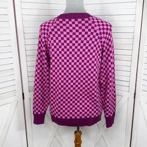 Future Collective Check Pullover Sweater Pink‎ Purple Small Pink thumbnail 6