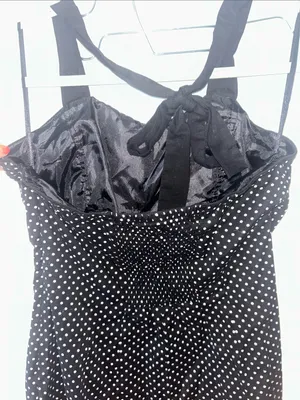 Black Polka Dot Y2K Sleeveless Dress Halter Midi Dress NWOT thumbnail 5