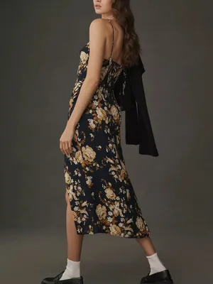 Reformation Kourtney Dress Navy Blue Floral Size 4 thumbnail 2