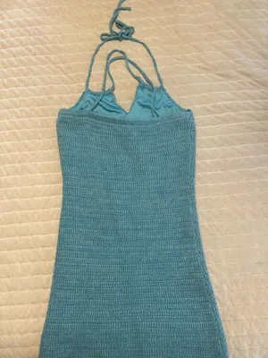 Olive & Oak Teal Crochet Halter dress thumbnail 2