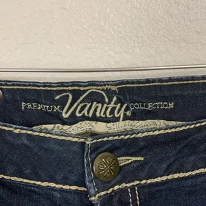 Vanity Premium Dark Wash Bling Pocket Harlow Jeans Size 32 thumbnail 3