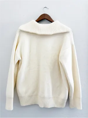 Anthropologie by English Factory Quarter zip Knit Sweater pocket front Size S thumbnail 12