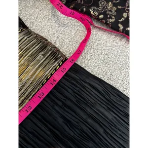 Ricki Lang‎ for Steven Stoll Gown Size 12 Black Gold Metallic Lace Pleated Maxi thumbnail 6