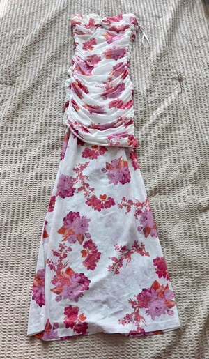 Hello Molly floral mesh ruched maxi dress thumbnail 1
