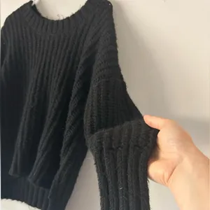 Aerie Thick Chunky Knit Black Oversized Crewneck Sweater Size XS Cozy Winter thumbnail 3