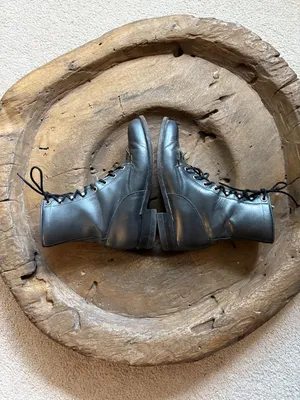 Justin Boots gray metallic kiltie roper lacer leather granny boots women's sz 6 thumbnail 5