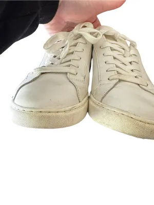 J.McLaughlin - Angelique White Leather Lace-Up Sneakers Tan Accent Sz 9M thumbnail 4
