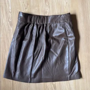 Brown Leather Mini Skirt thumbnail 4