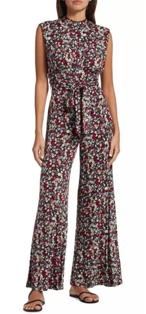 Free People Vibe Check‎ floral jumpsuit tie waist and back sz XS thumbnail 1