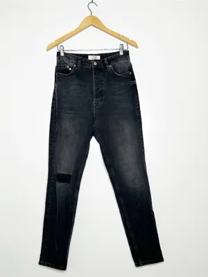 Free People We The Free Zuri Mom Jeans Washed Black Distressed Size 28 thumbnail 3