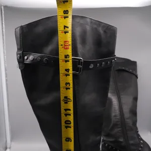 Sam Edelman Paxton Knee High Studded Moto Boots 9M-WC Black Leather Wide Calf thumbnail 5
