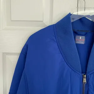 Free People Movement Midnight Moon Solid Bomber Jacket in Cobalt Blue thumbnail 3