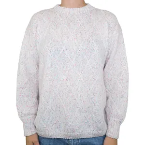 Vintage Homemade Pink & Blue Speckled Knit Sweater thumbnail 1