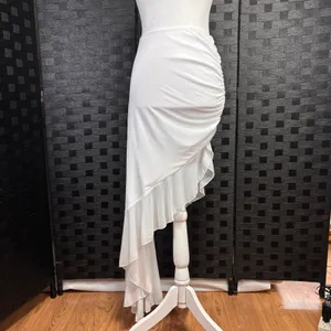 NWT Agecode Skirt Womens S‎ White Asymmetric Ruched Ruffle Mesh Maxi Y2K Fairy thumbnail 3